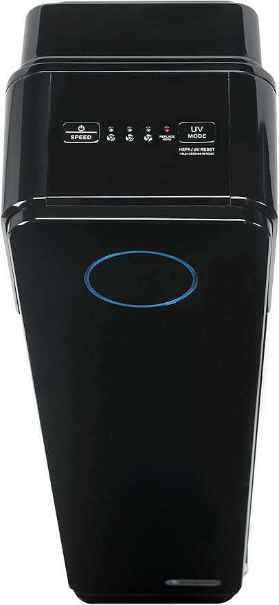 GermGuardian Air Purifier for Home with HEPA Pure Filter, UV-C Light Sanitizer, Eliminates Germs, Filters Allergens, Pollen, Smoke, Dust, Pet Dander, Mold, Odors, 28", Black, AC5300B