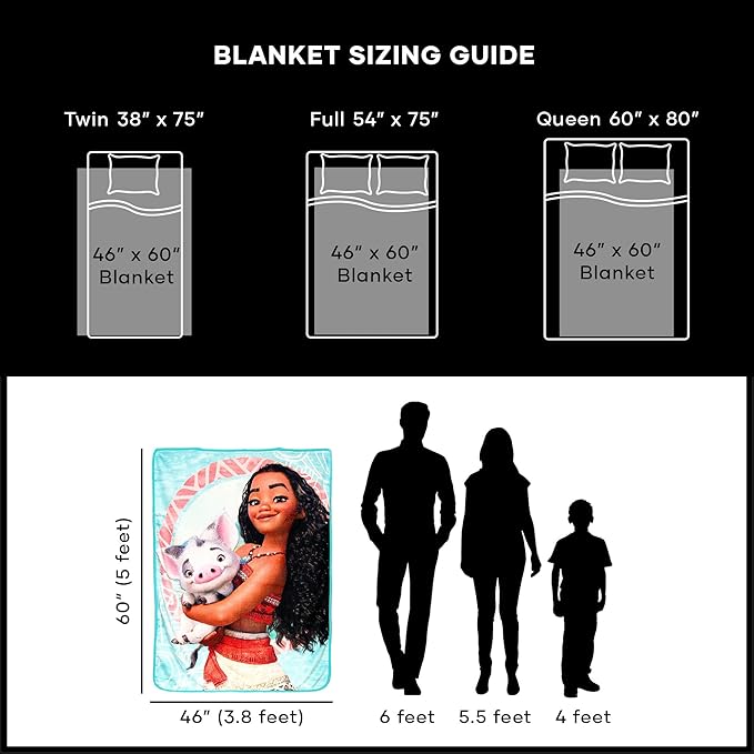 Disney's Moana, "Voyagers" Micro Raschel Throw Blanket, 46" x 60", Multi Color