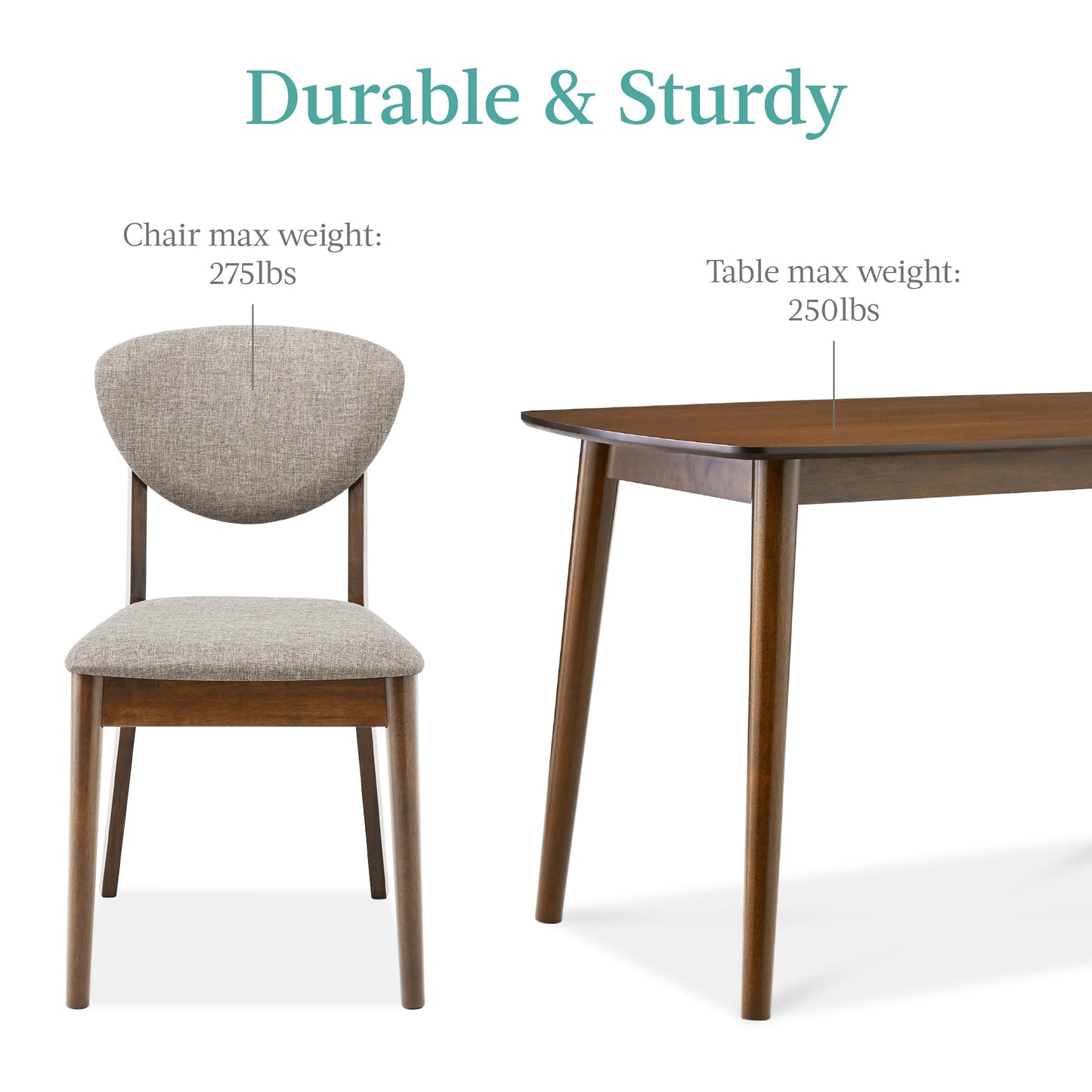 Best Choice Products 5-Piece Dining Set, Compact Mid-Century Modern Table & Chair Set for Home, Apartment w/ 4 Chairs, Padded Seats & Backrests, Wooden Frame - Walnut/Light Gray