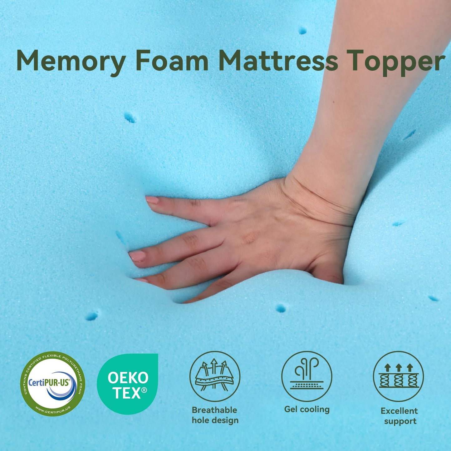 BedsPick Queen Mattress Topper, 3 Inch Gel Memory Foam Mattress Topper - Soft Bamboo Cover, Pressure Relief, CertiPUR-US Certified