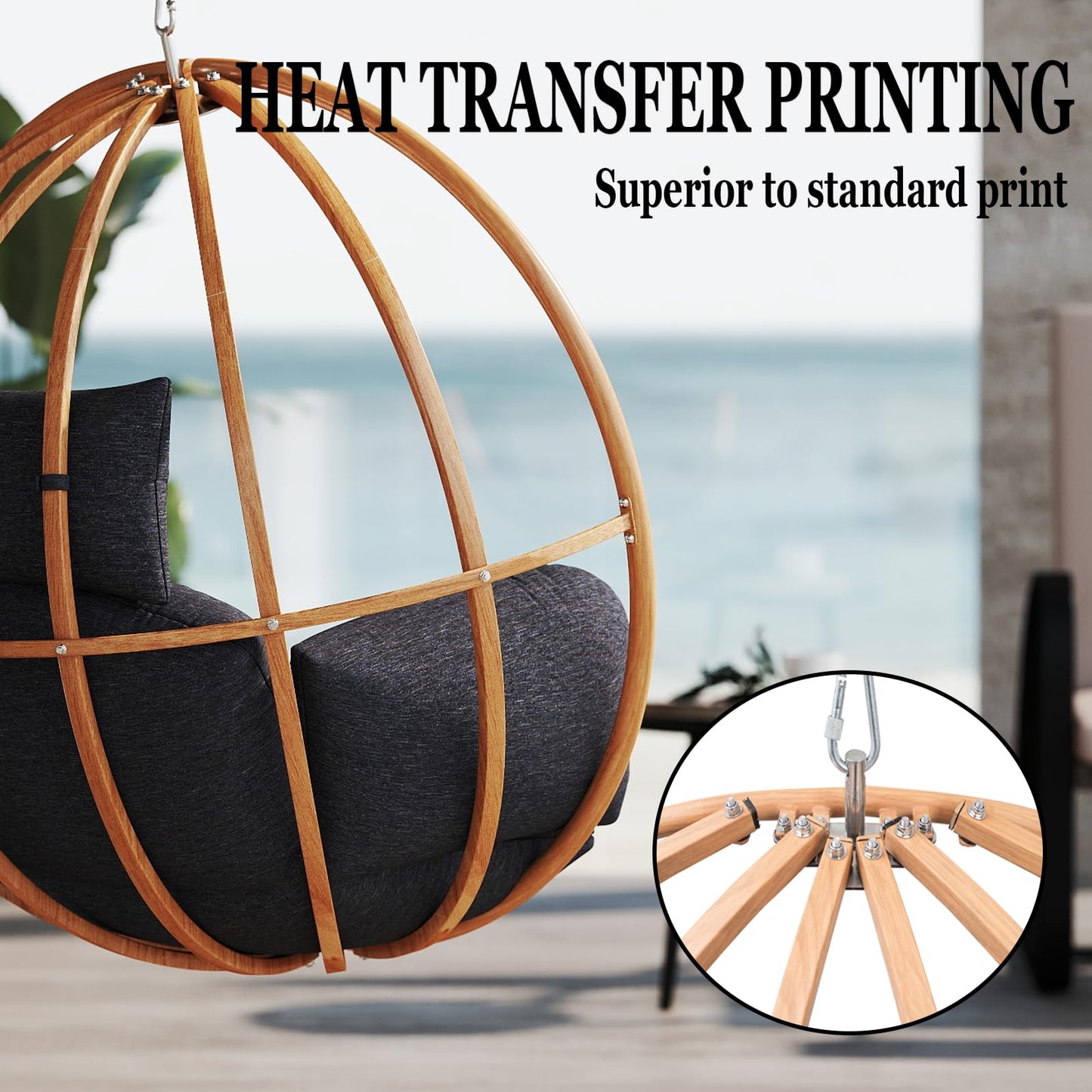 DAYAOUTDOOR Hanging Egg Chair with Stand, Egg Swing Chair Outdoor for Balcony, Patio Hanging Egg Chairs with Cushions for Relaxation in Bedrooms, Gardens, Black