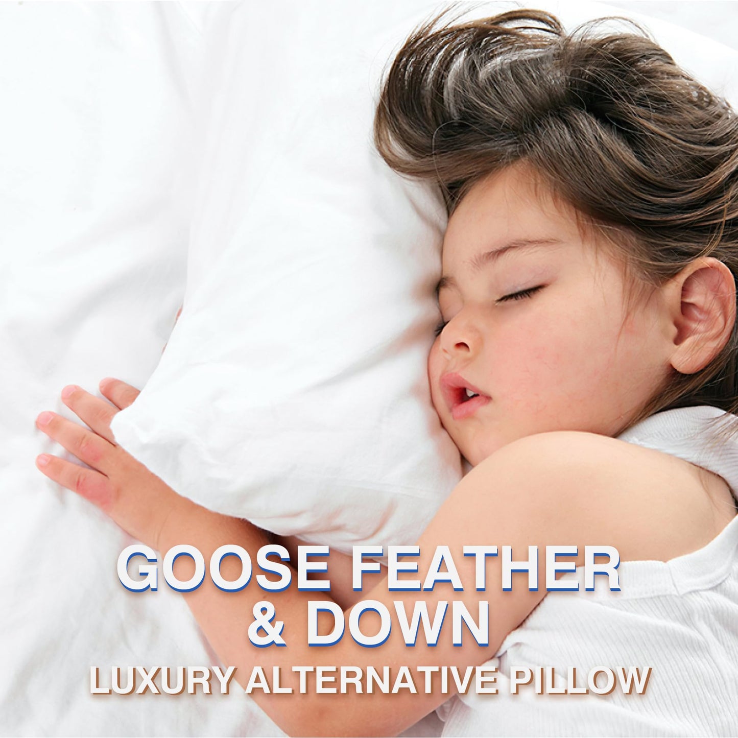zibroges Goose Feather Pillow Queen Size Pack of 2 - Down Hotel Bed Pillows for Sleeping, Soft 600 Thread Count Cotton Cover, Fluffy Support Surround Fill Polyester for Back, Stomach, Side Sleepers