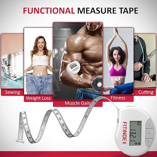 FITINDEX Bathroom Scale for Body Weight Pink and Smart Body Tape Measure