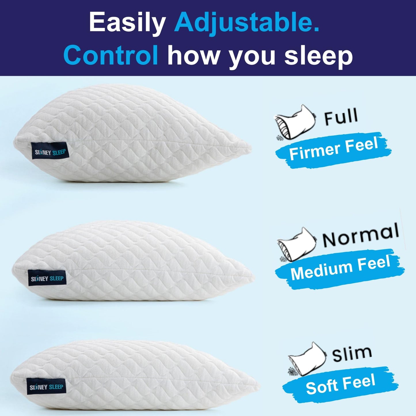 Sidney Sleep Pillow for Side and Back Sleepers - Comfort for Neck and Shoulder Pain - Adjustable and Customizable Shredded Memory Foam Filling - King Size - Extra Foam Fill Included (Magenta, King)