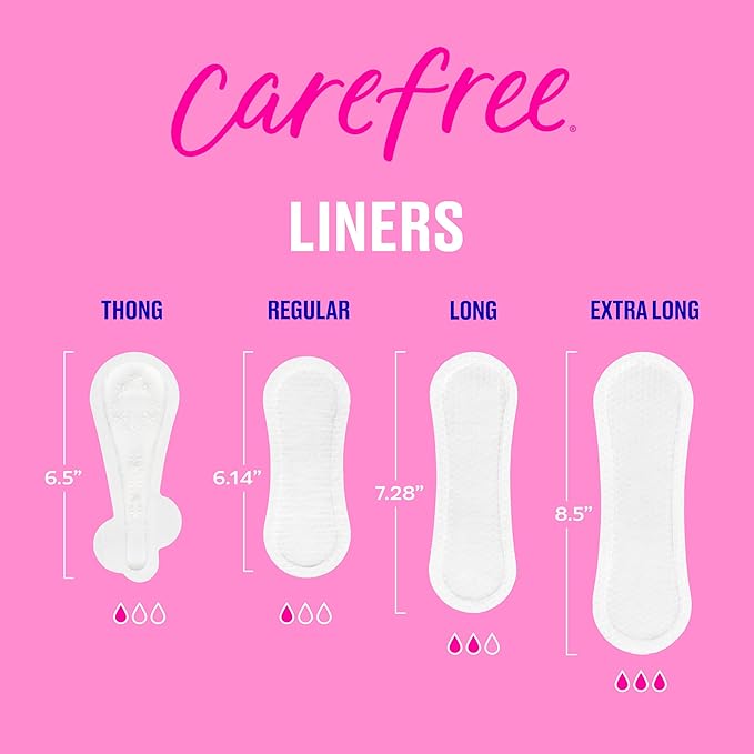 Carefree Panty Liners for Women, Extra Long, Wrapped, Unscented, 93ct | Pantiliners, Carefree, Daily Liners for Women, Light Periods and Leaks, 8-Hour Odor Control | 93ct (Packaging May Vary)