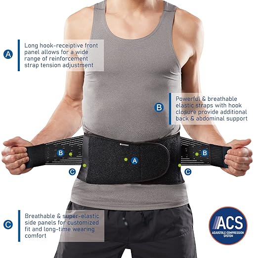 Comforband Copper-Infused Back Support Brace – Lightweight, Breathable Lumbar Belt with 6 Flexible Nylon Stays and Dual Adjustable Straps for Lower Back Pain Relief, Muscle Spasms, Strains, Arthritis, and Sciatica – Suitable for Men and Women (L/XL)