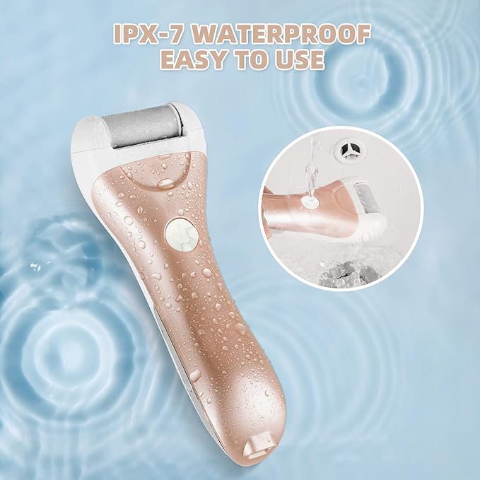 Callus Remover for Feet, Nicebirdie Electric Foot File Callus Removers Rechargeable Waterproof Pedicure Tools Foot Scrubber Shaver Feet Care Tool for Cracked Heels Dead Skin （Golden）