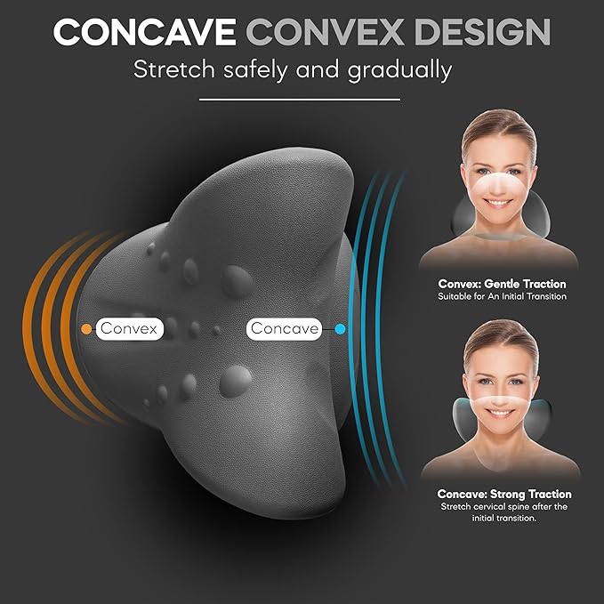 Neck Stretcher & Posture Corrector for Women and Men, FSA HSA Eligible, Cervical Traction for Spine Alignment, Adjustable Upper Back Brace & Elastic Support for Shoulder Back Pain Relief (Black)