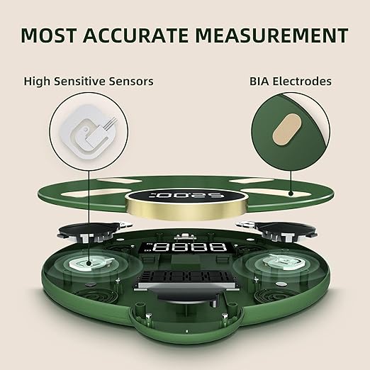 Scale for Body Weight, Posture Digital Bathroom Scale Large LED Display Weight Scale, High Accurate Body Composition Analyzer with BMI with Free Smartphone APP, 400Lb,Green