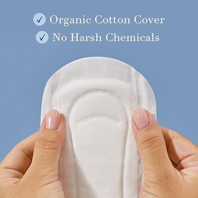 Rael Incontinence Liners for Women, Organic Cotton Cover, Postpartum Essential, Moderate Absorbency, Bladder Control, 4-Layer Core with Leak Guard Technology (Regular, 48 Count)