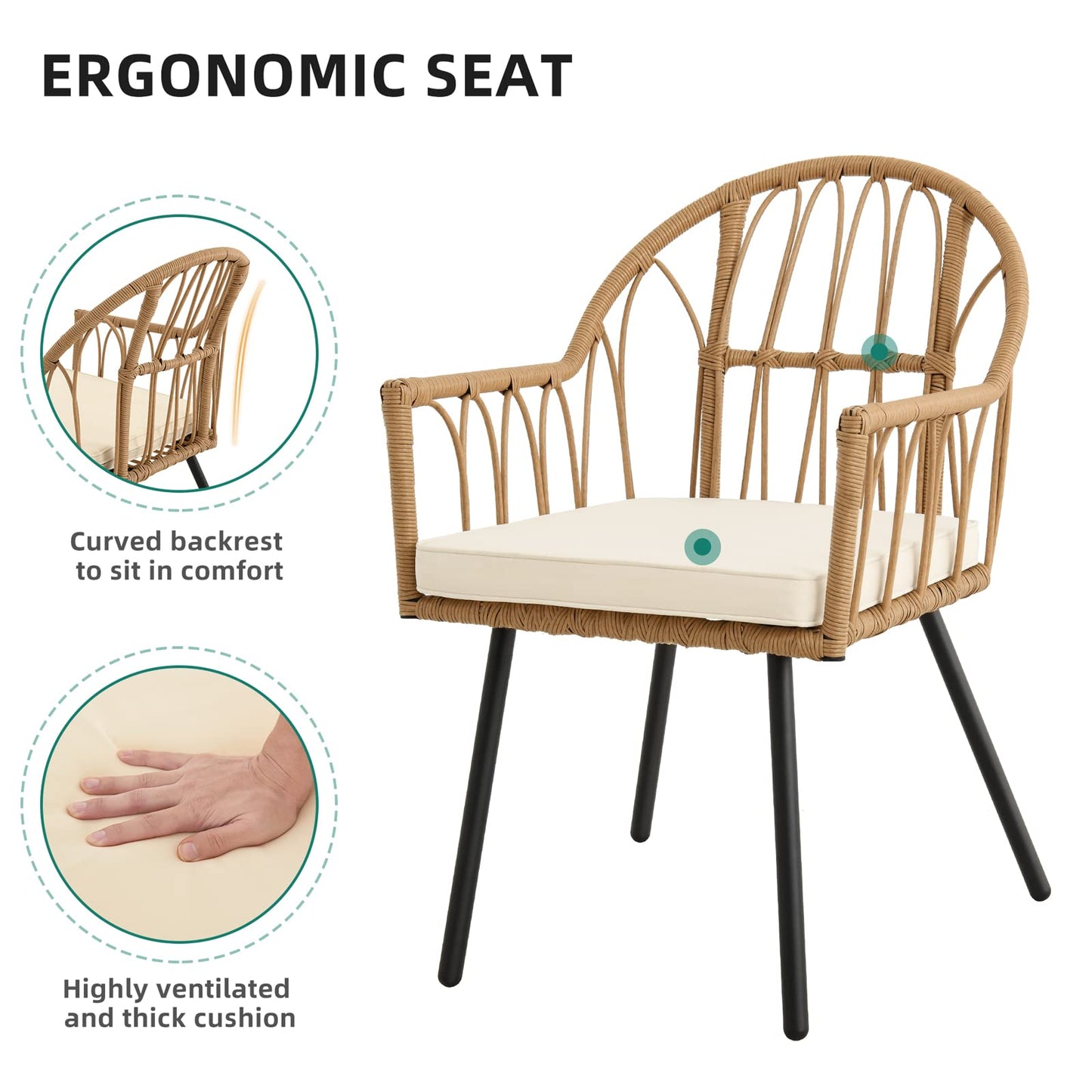 YITAHOME 5 Pieces Outdoor Patio Dining Table Chair Set,Wicker Patio Dining Set,Outdoor Rattan Dining Table Set for Patio, Backyard, Balcony, Garden (with Umbrella Hole)