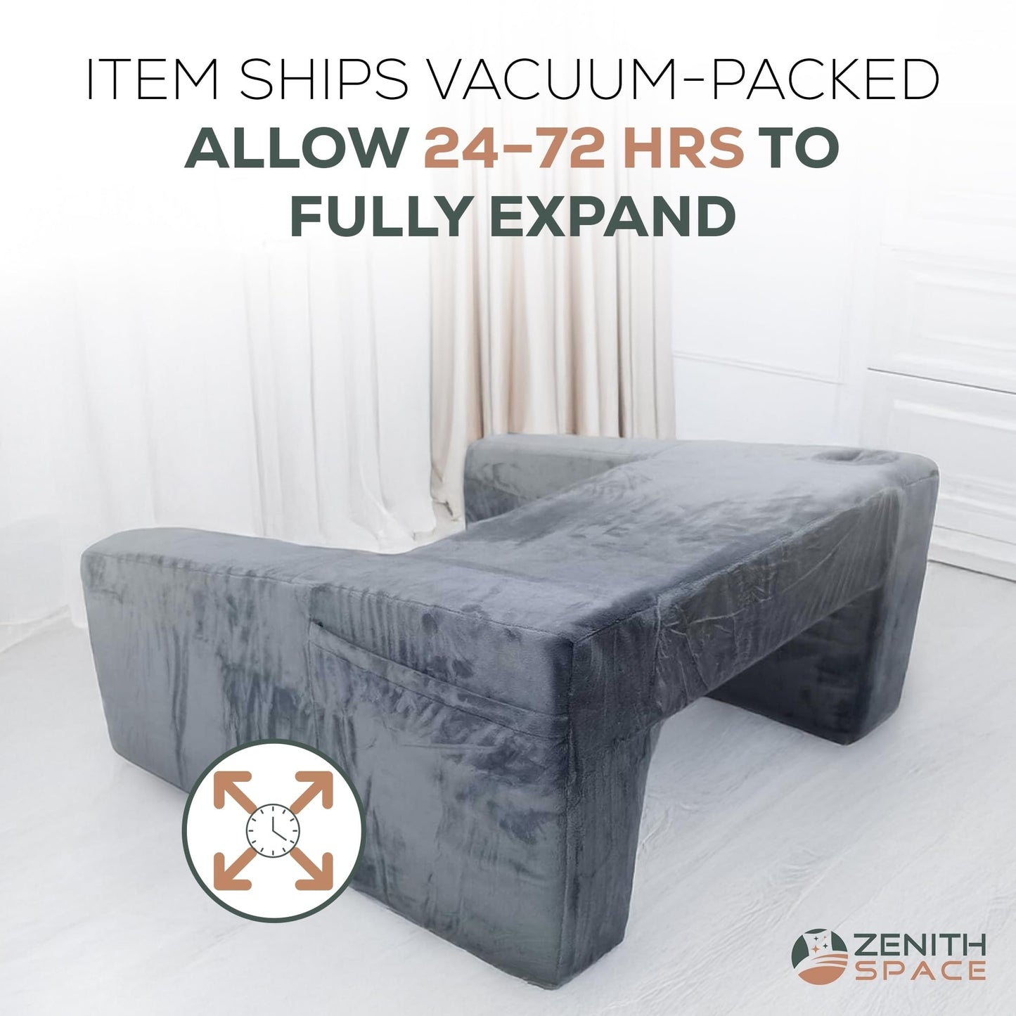 Zenith Space - Reading Pillow for Lap to Improve Your Reading Experience - Memory Foam Adult Gaming Pillow for Bed with Cup Holder - Allow 24–72 hrs to Fully Expand - Maximizing Your Comfort