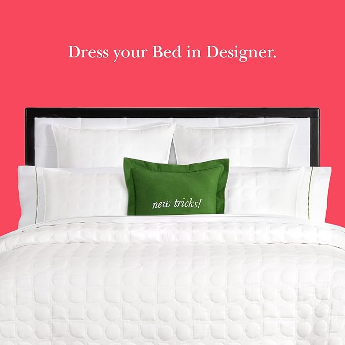 kate spade new york Noel Euro Sham, 26" x 26" Decorative Pillow Cover, 200 Thread Count and 100% Cotton, All Season Bedding, Machine Washable, Marshmallow