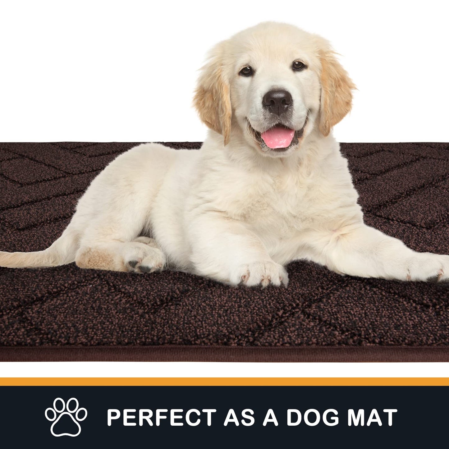 PURRUGS Dirt Trapper Door Mat 24" x 35.5", Non-Slip Machine Washable Entry Rug, Shoe Scraper, Dog Doormat, Super Absorbent Welcome Mat for Front & Back Door, Muddy Wet Shoes & Paws, Brown