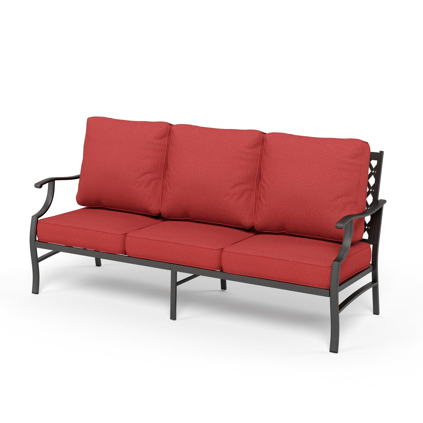 HERA'S HOUSE Patio Furniture Sofa, All-Weather Outdoor 3 Seats Couch, Outdoor Patio Couch with Deep Seating and Olefin Cushions for Lawn Garden Backyard, Red