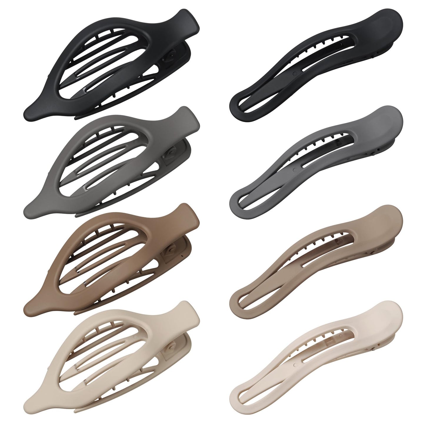 8 Pcs Flat Claw Clips, 2 Style French Matte Flat Hair Clips, Beach Tropical Party Strong Hold Jaw Hair Clips for Women Girls Thin Thick Curly Straight Hair Accessories