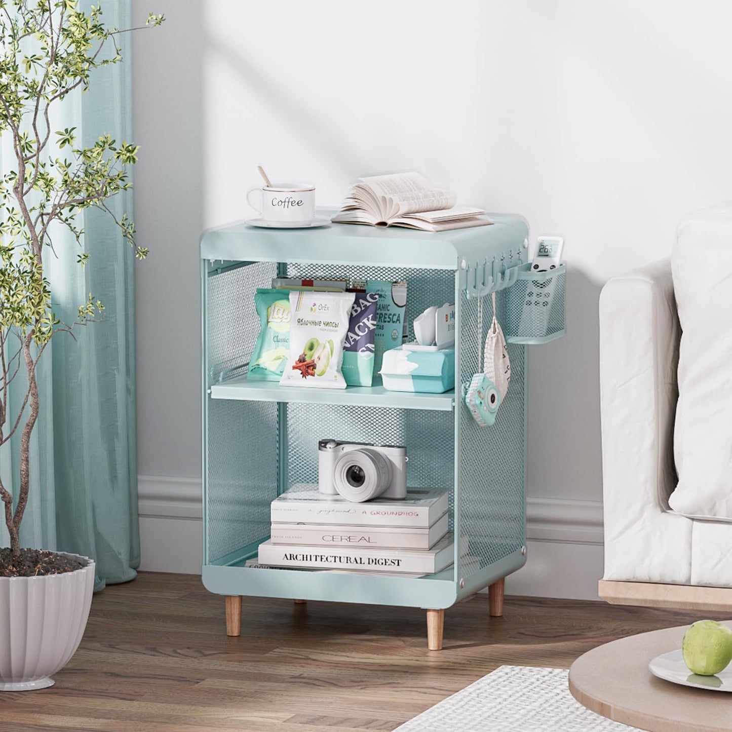 SYKIARIOL Kids Nightstand,Kids Bedside Table,Teen Girls Night Stand,Toddler Night Stand,End Table for Girls Room Storage,Mint Green Nightstand