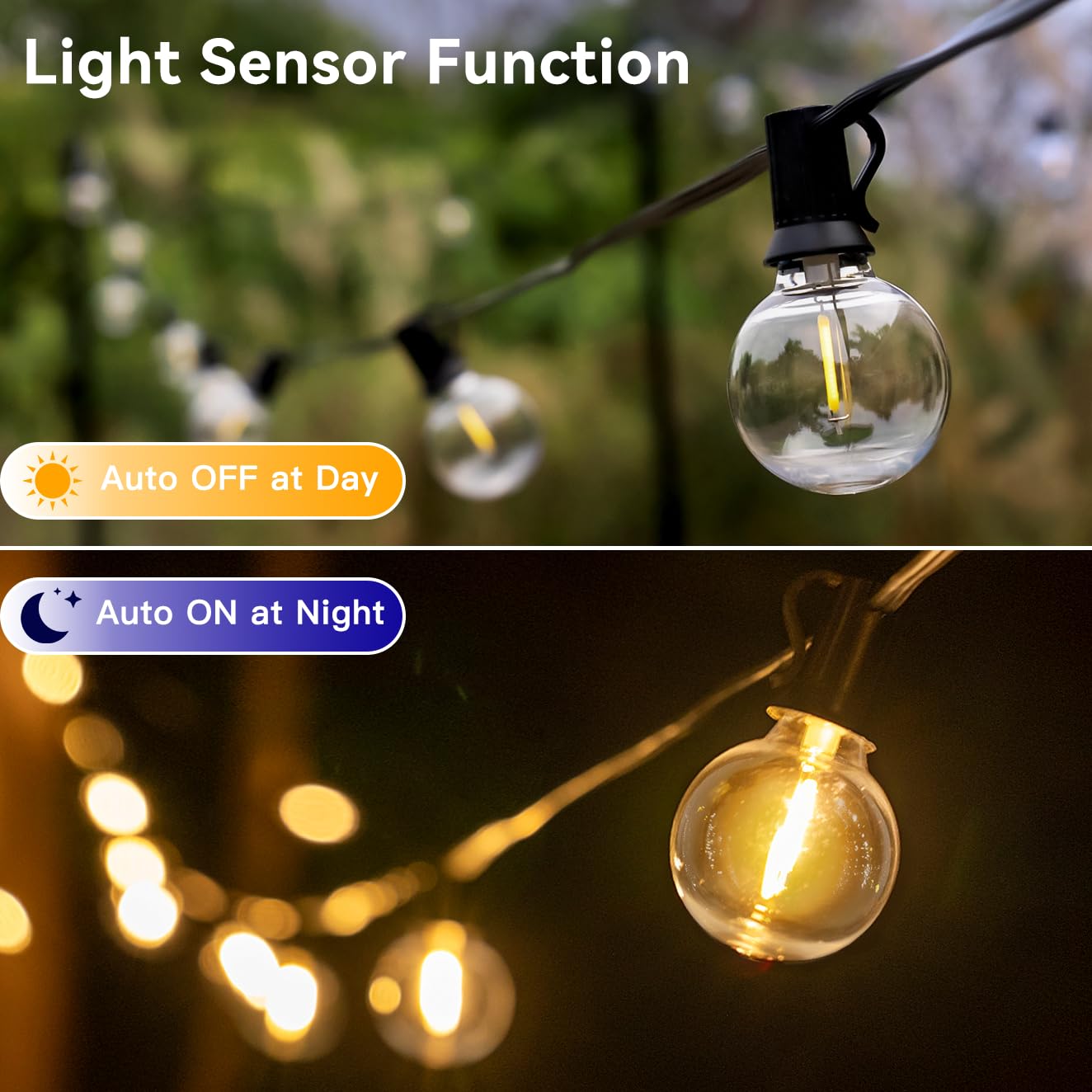 Ccinny Outdoor Lights with Remote Dimmer, 50 + 3 Spare G40 LED Bulbs Plug in Connectable Patio Light, Waterproof Hanging Lights for Backyard Indoor Camping Balcony Yard Deck Decor (100 FT)