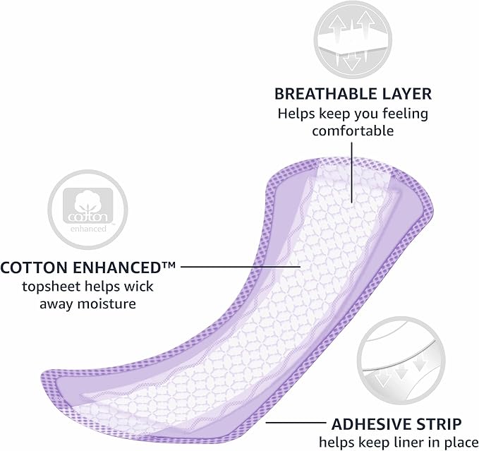 Amazon Basics Daily Pantiliner, Long Length, Pads for Women, Unscented, 120 Count (3 Packs of 40) (Previously Solimo)