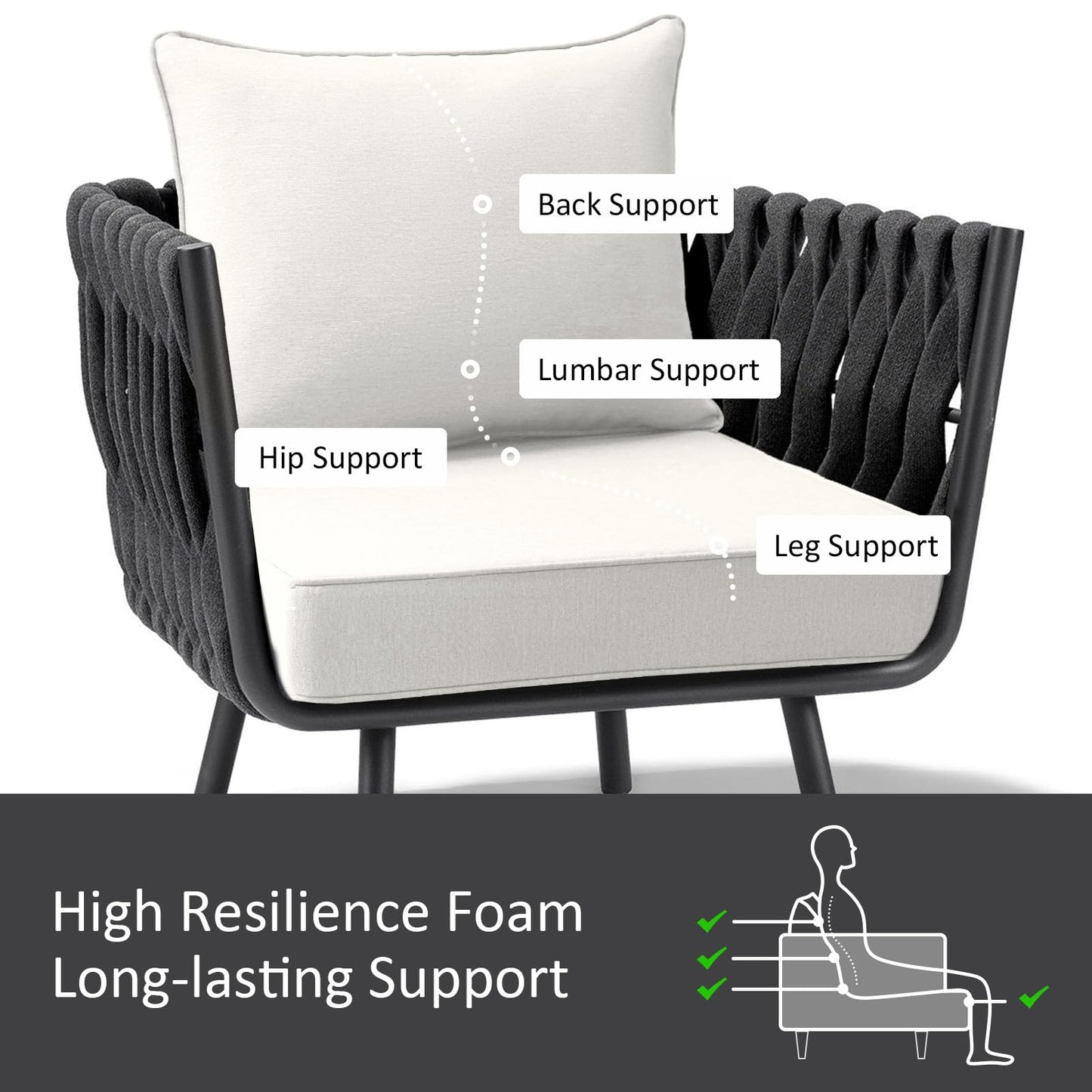 Unimatta Outdoor Patio Chair Cushions Set, 24" x 24", Set of 2, Water-Repellent, Fade Resistant, Deep Seat Bottom and Back Cushion for Backyard, Couch, Sofa and Patio Furniture, Linen