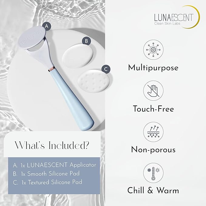 Serum Applicator for Face Applicator Only Reusable Skincare Applicator Serums, Oils, Medicated Ointments, Sunscreen, Makeup, Face Cream Applicator, Cooling & Warming Face Massager Tool by LUNAESCENT