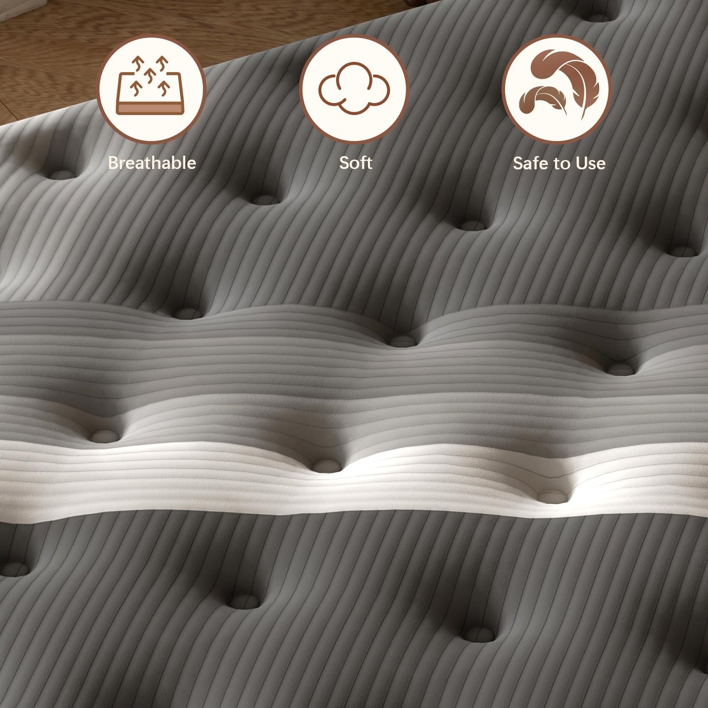 Lechepussleep Full Mattress,Lechepus 14Inch Soft Memory Foam Hybrid Mattresses in Box,Plush Feel Full Size with Supportive Pocket Coil for Back Pain Relief,Motion Isolation, None of Fiberglass
