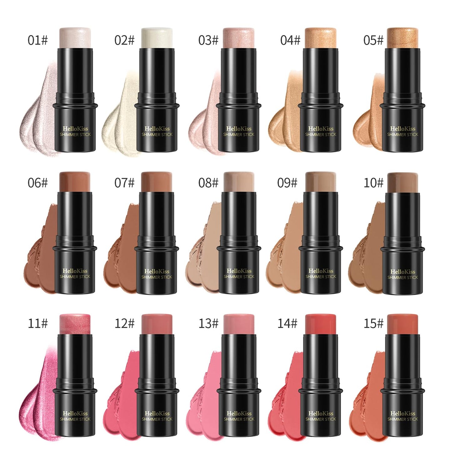 3 Pcs Cream Contour Stick Makeup Kit, Shades with Highlighter, Blush and Bronzer Contour Stick for Sculpt the Cheeks, Waterproof, Matte & Dewy Finish (Fair-Light,#03+#09+#12)