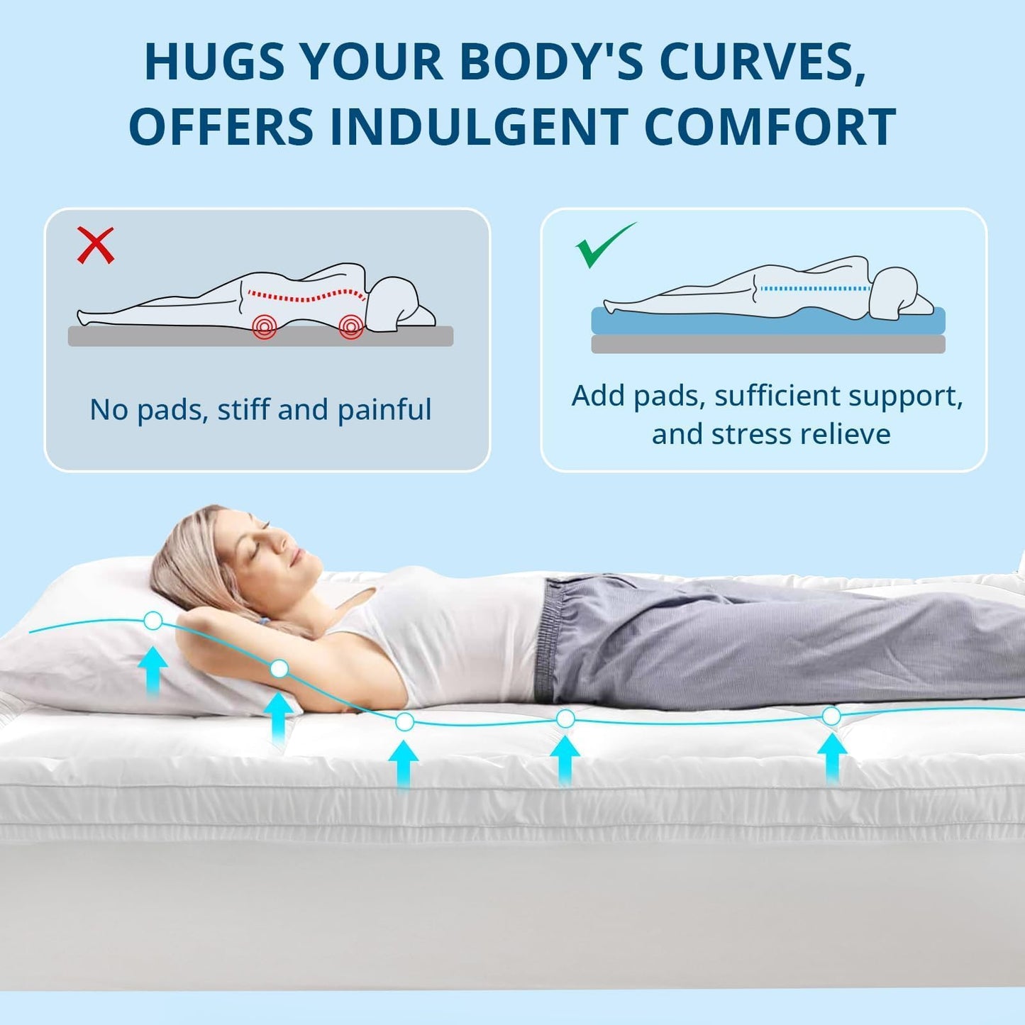 YUGYVOB Queen Mattress Topper Extra Thick, Cooling, and Breathable Mattress Pad 8-21" Deep Pocket Soft Down Alternative Fill