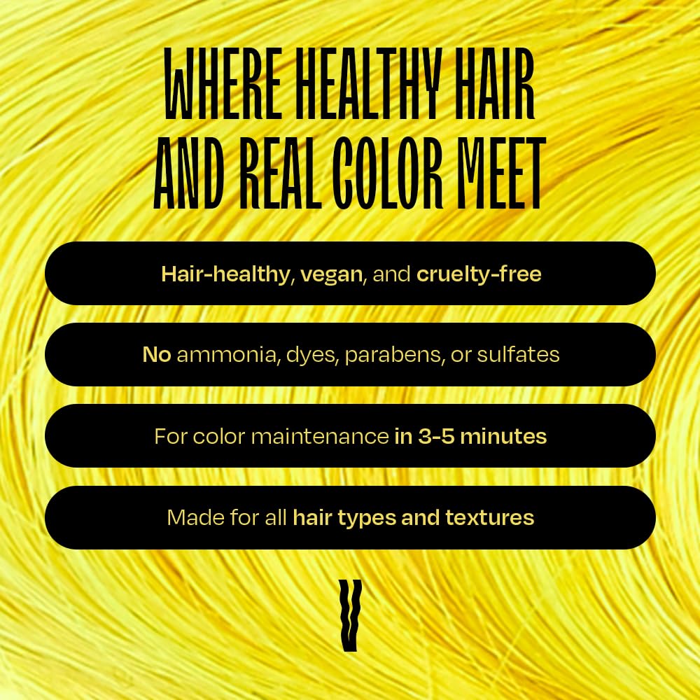 Overtone Daily Color Depositing Conditioner For All Hair Types: 8oz Temporary Coloring Conditioner w/Shea Butter & Coconut Oil, Refresh Color & Prevent Fading, Vegan & Cruelty-Free, Extreme Yellow