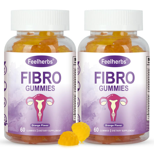 Feelherbs Fibro Gummies for Women, Pack of 2, Multivitamin Inositol Gummies with Inositol, Biotin, Vitamins A, C, D3, E, B6, B12, 60 Gummies Per Bottle
