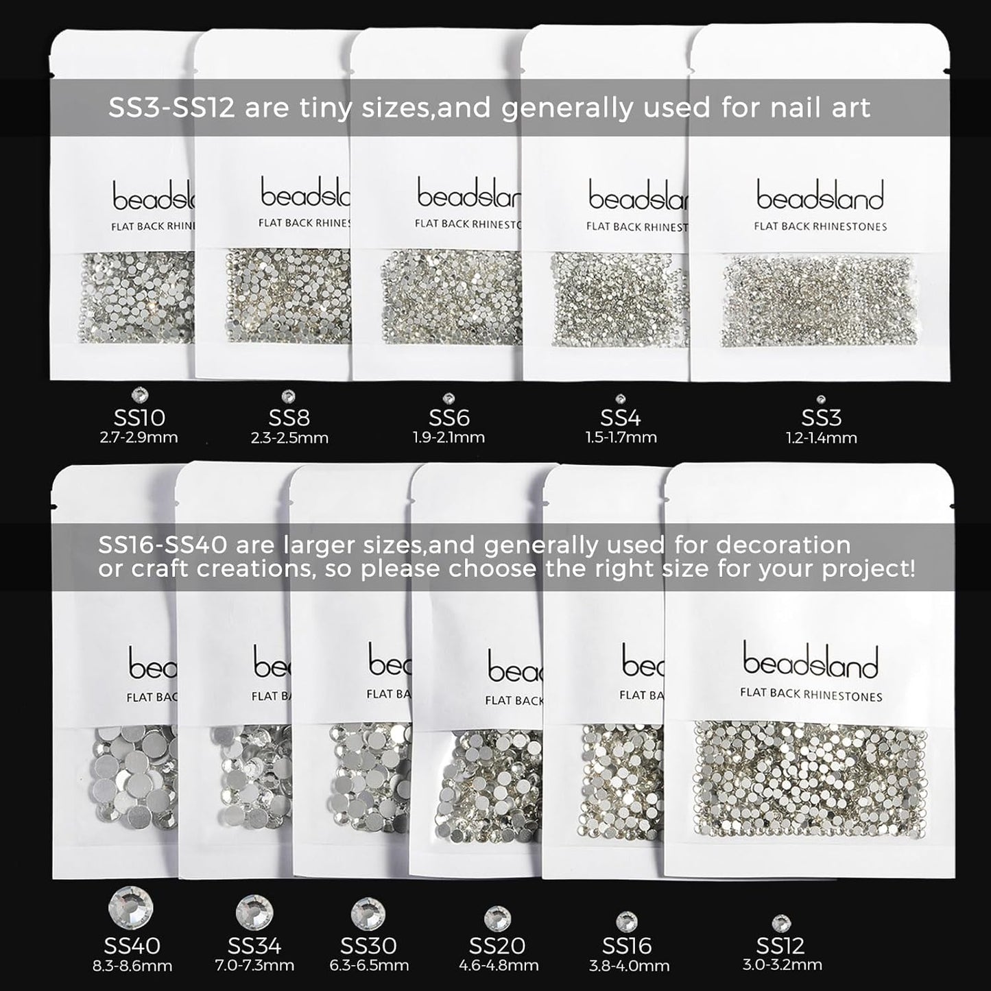 Beadsland 1440pcs Flat Back Crystal Rhinestones Round Gems for Nail Art and Craft Glue Fix, Violet,SS10,2.7-2.9mm