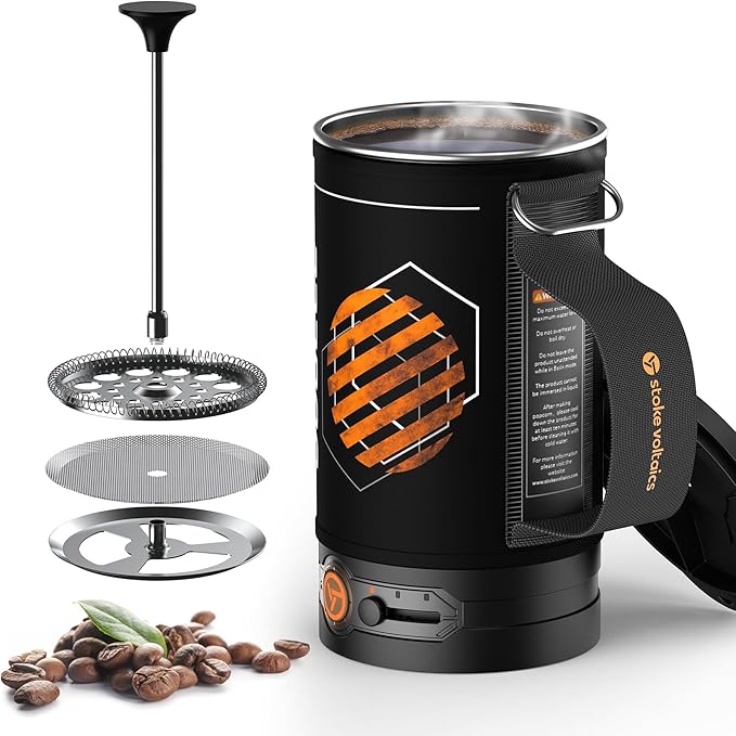 Electric Kettle Pot, Portable French Press Coffee Maker, Small Travel Water Boiler Cooker, 500 W Electric Tea Kettle for Boiling Water, Popcorn Maker, Camping RV Essentials