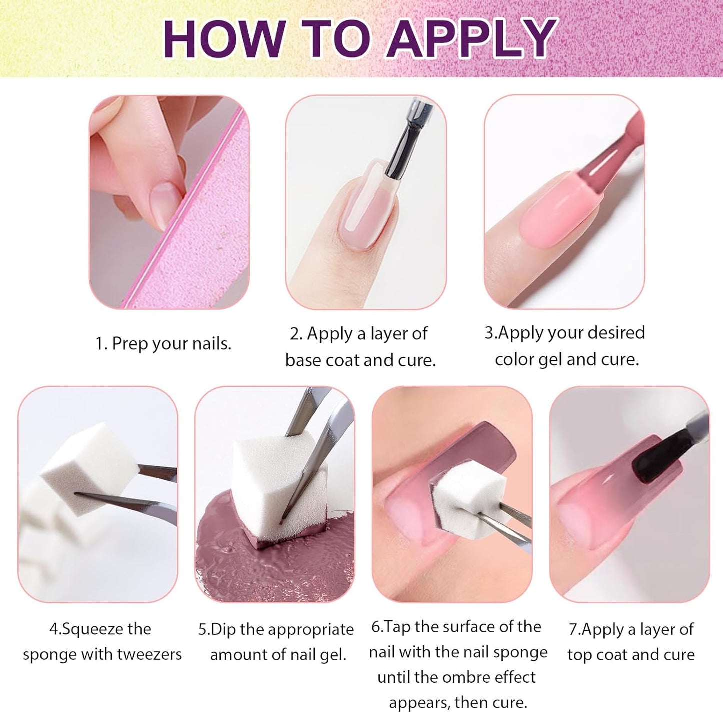 Gradient Painting Gel, 9 Bright Macaron Colors Ombre Gel Nail Polish Spring Summer Soft Pink light Blue for Pigment Pat Nails Aura Nails French Manicure Soak Off UV Fairy Spring Set
