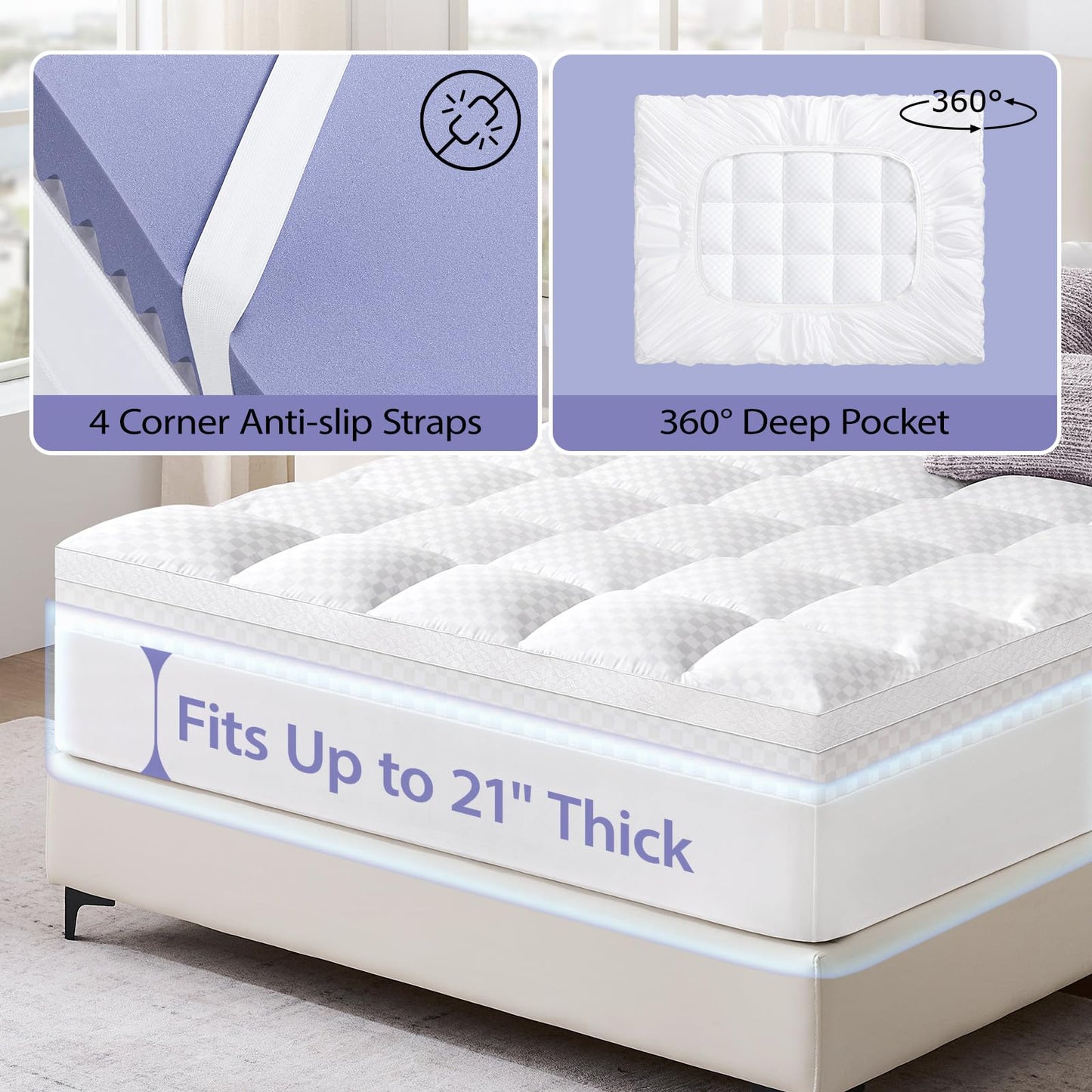 downluxe 5 Inch Queen Memory Foam Mattress Topper Pro Dual Layer 3 Inch Cooling Gel Egg Crate Memory Foam Plus 2 Inch Pillow Top Medium Firm with Deep Pocket