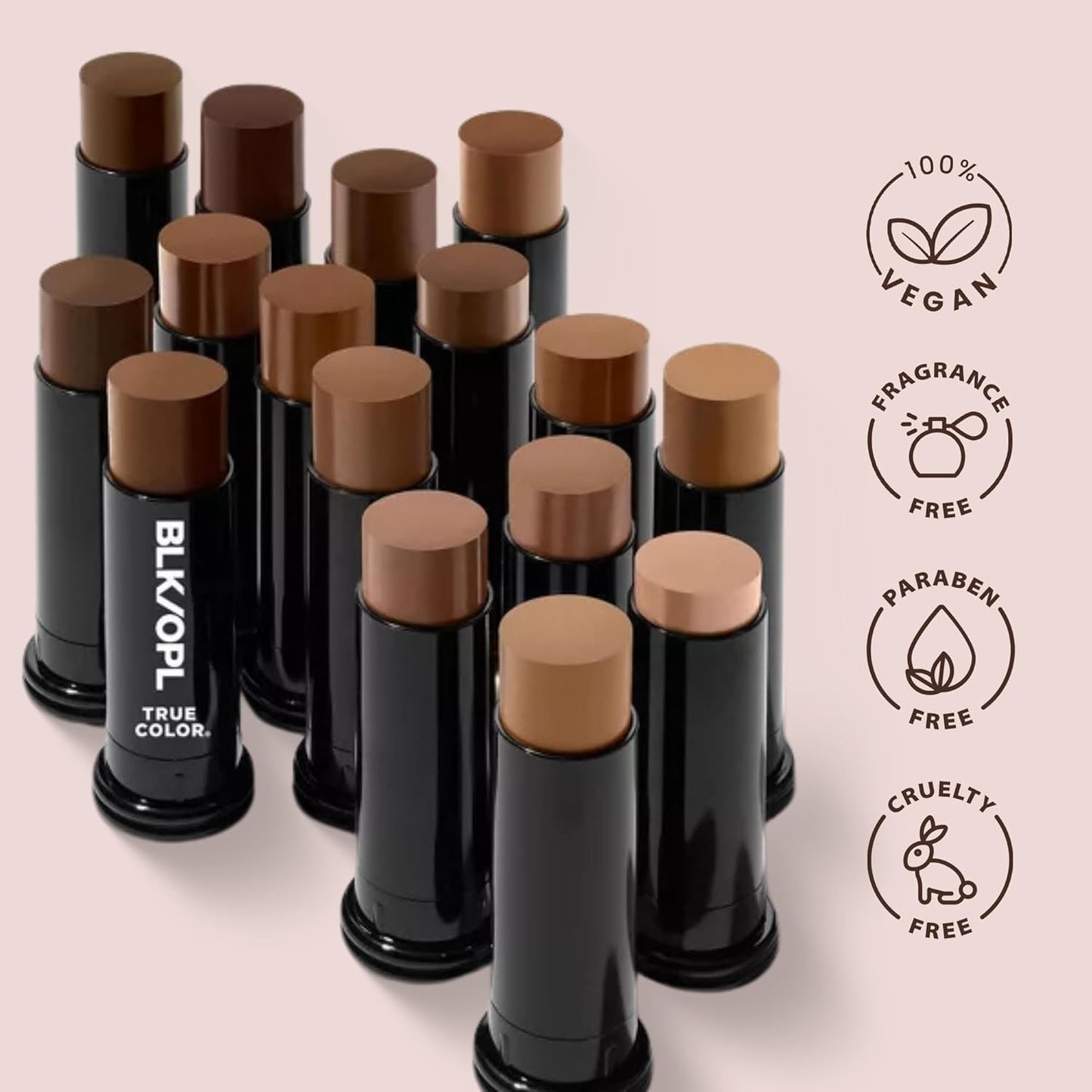 BLK/OPL Skin Perfecting Foundation Stick, SPF 15 Buildable & Blendable Face Foundation Makeup with Matte Finish - Full Coverage, Color Correcting & Sculpting - Hypoallergenic (Black Walnut)