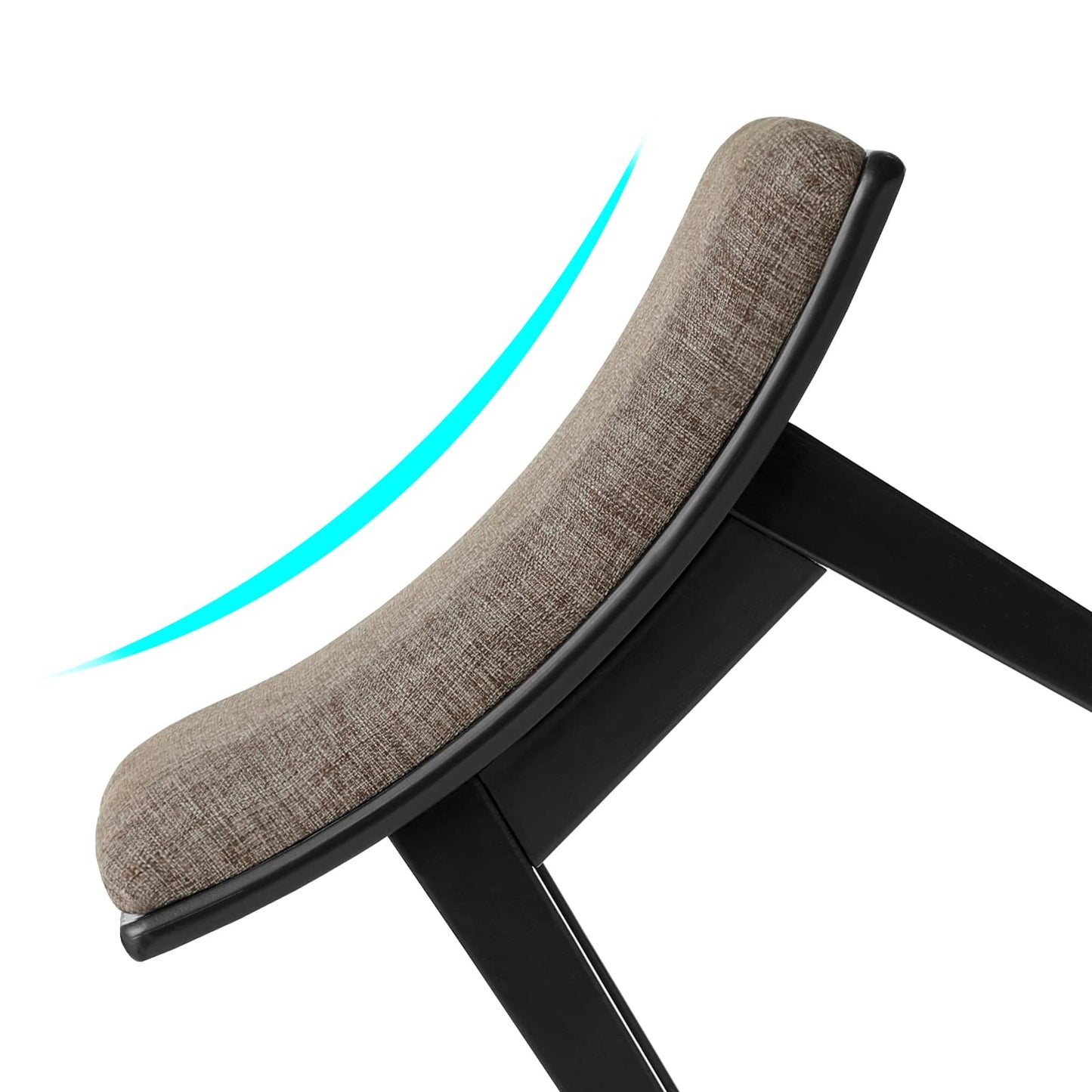 Iwell Vanity Stool with Rubberwood Leg, Makeup Bench with Concave Seat Surface, Vanity Bench, Padded Cushioned Chair, Piano Seat, Easy Assembly, Black