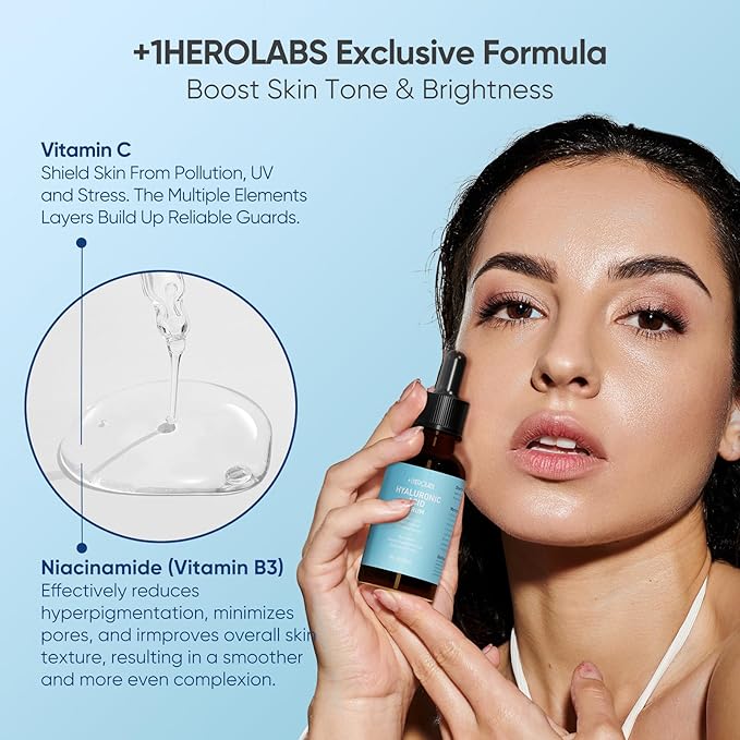 Hyaluronic Acid Serum for Face with Vitamin B5, C, E & Niacinamide, Hydrating & Plumping Face Serum for Sensitive Skin, Fragrance-Free 2 Fl Oz