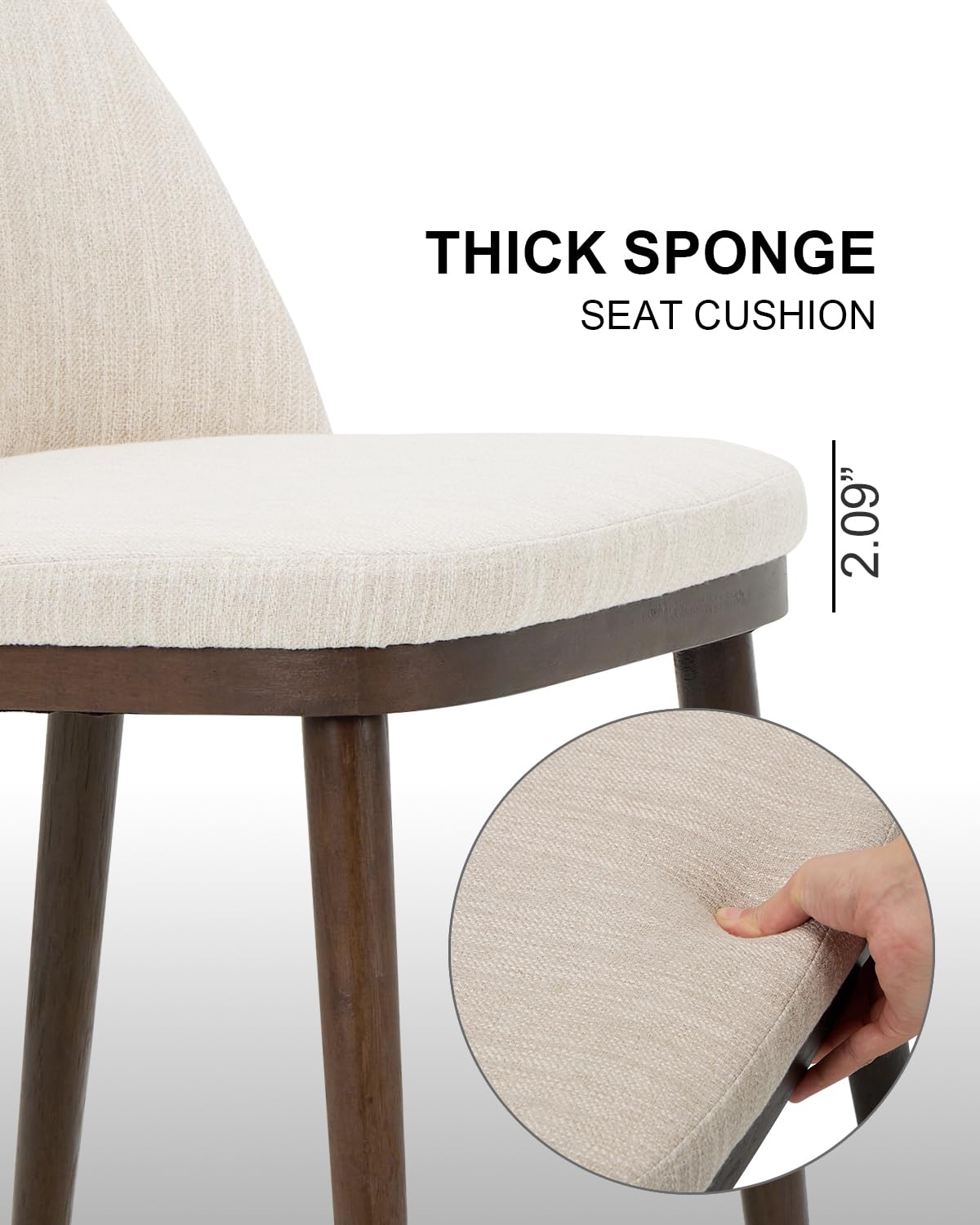 Homixis Upholstered Dining Chairs Set of 4 - Line Fabric Modern Dining Room Chairs, Mid-Back Restaurant Kitchen Chairs with Wooden Legs