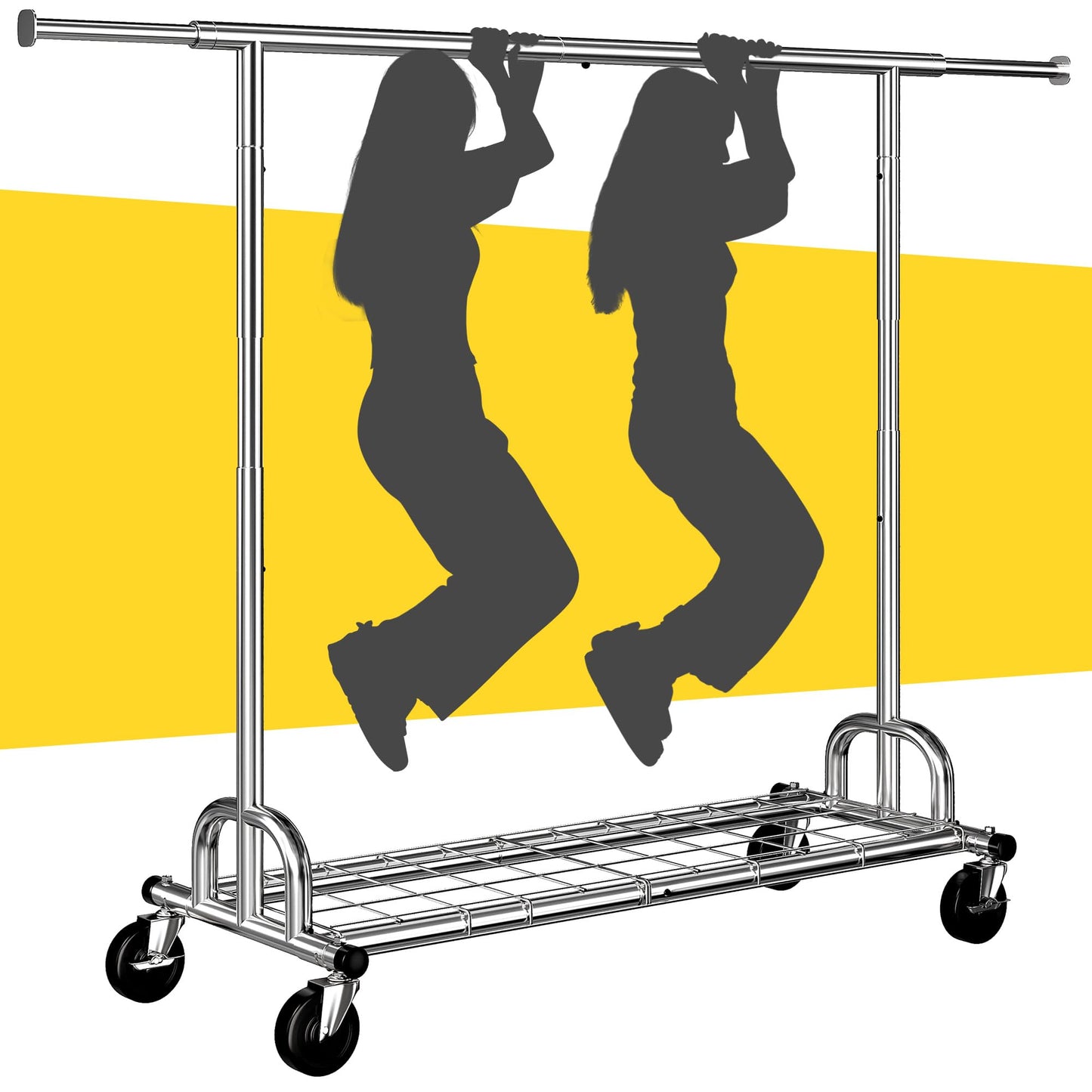 Raybee Clothes Rack, Clothing Rack Load 485 LBS, Heavy Duty Clothes Rack, Rolling Clothes Racks for Hanging Clothes, Metal Garment Rack with Sturdy Wheels