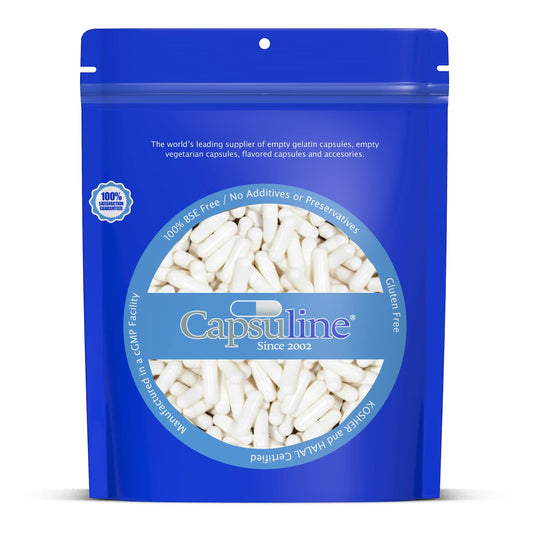 Capsuline Colored Size 00 Empty Vegan Capsules - 10000 Count - Empty Veggie Pill Capsules - DIY Vegetable Capsule Filling - Empty Caps - Kosher and Halal Certified - Non-GMO Certified (White)