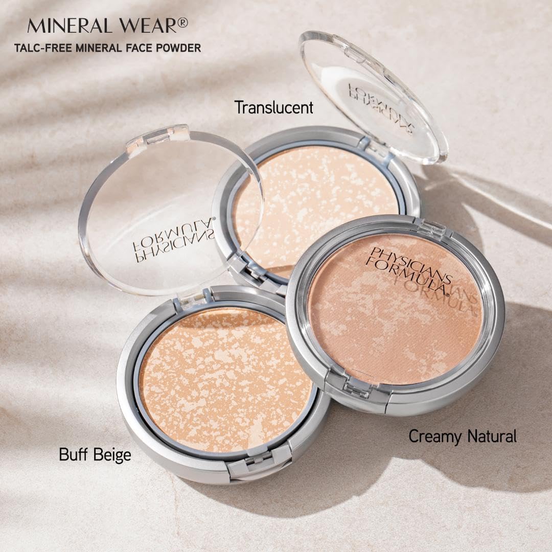Physicians Formula Mineral Wear Talc-Free Face Powder, Light Coverage Mineral Makeup for Sensitive Skin – Buff Beige