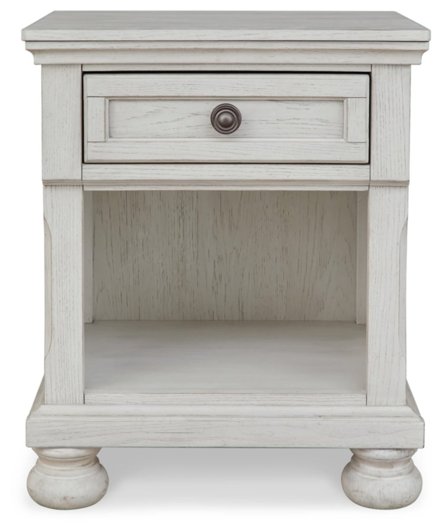 Signature Design by Ashley Robbinsdale Coastal 1-Drawer Nightstand with Cubby Storage, 26.75" Tall, White
