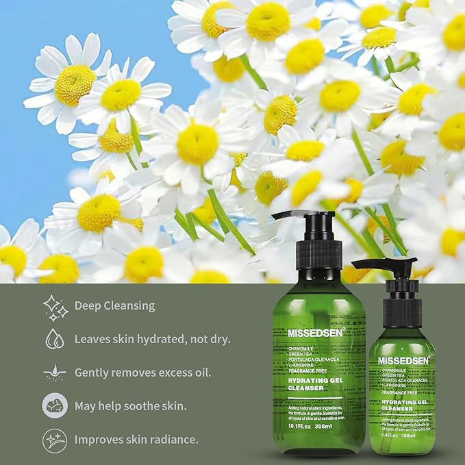 Hydrating Gel Facial Cleanser, 10.1 oz & 3.4 oz Travel Size, Fragrance Free, For Normal to Dry & Sensitive Skin (2, 13.5Fl oz)