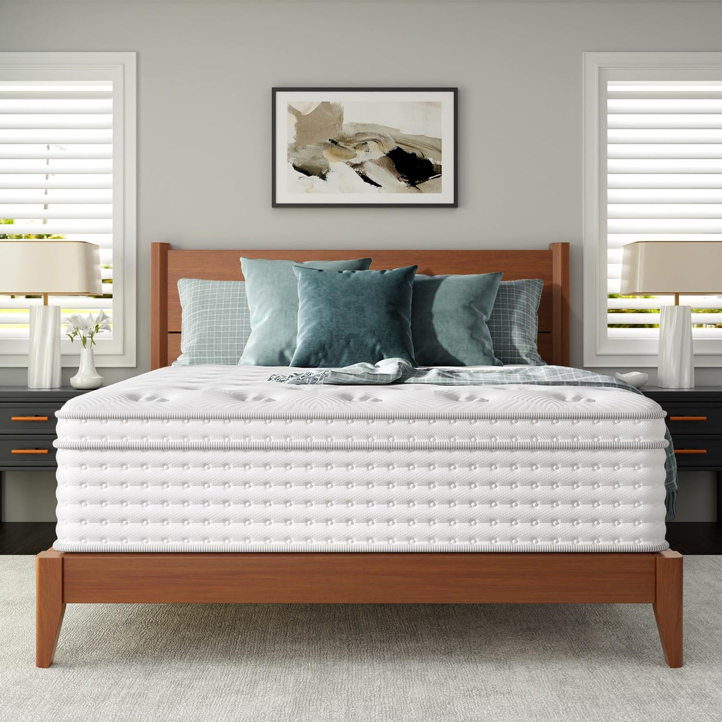 Firm Mattress Queen Size 12 Inch - Cooling Hybrid Mattress in a Box with Individual Pocket Spring for Extra Back&Lumbar Support, Adjustable Bed Compatible, 365-Nights Trial,Fiberglass-Free,CertiPUR-US