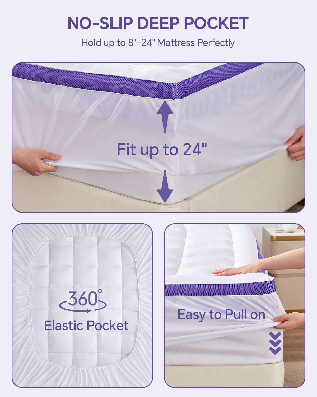 ChiXpace Dual Layer 4 Inch Memory Foam Mattress Topper Queen - 2 Inch Gel Memory Foam and 2 Inch Pillow Top Mattress Pad, 7-Zone Egg Crate Mattress Topper for Back Pain