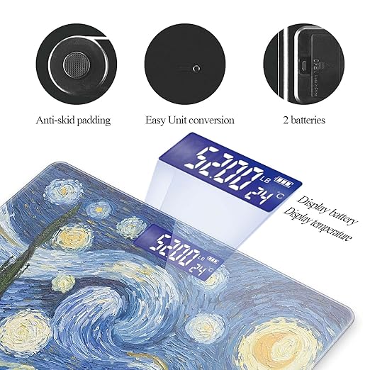 Weight Scale Digital Bathroom Scale Scale for Body Weight 400 lbs Personalized Digital Scale with Backlit Display Easy Read(Battery Not Included) - Blue Abstract Starry Sky
