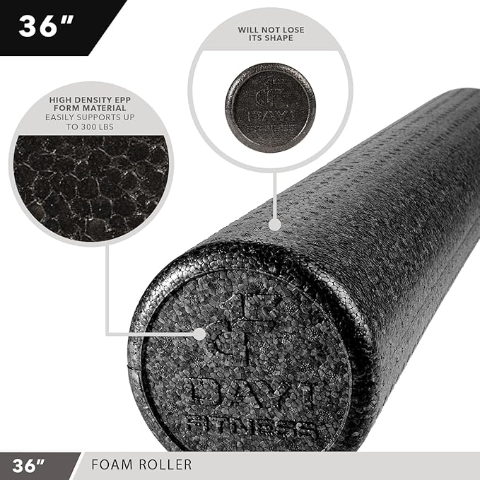 High-Density Round Foam Rollers - 4 Size and 8 Color Options - Massage Rollers for Stretching, Deep Tissue and Myofascial Release