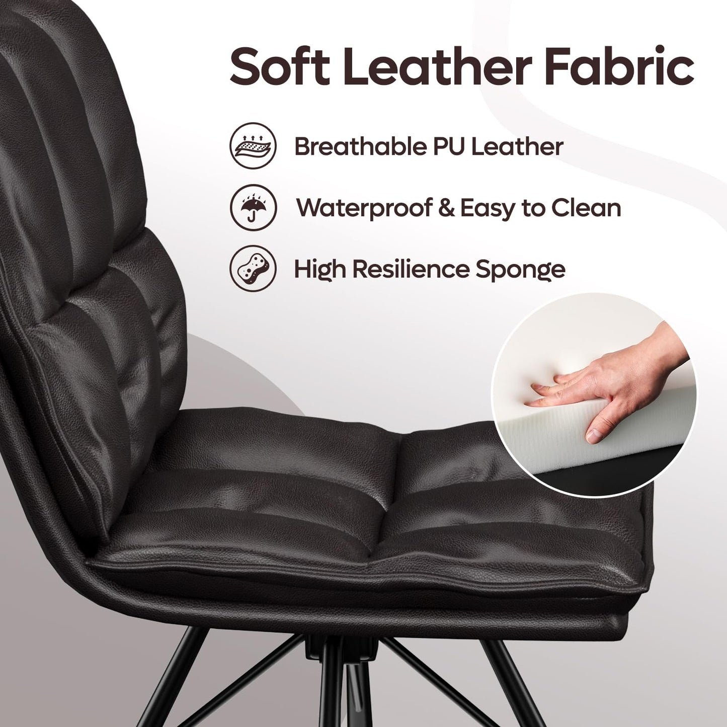 Bestier Home Office Chairs Set of 2, Modern Accent Chair with Metal Legs, Comfortable Upholstered PU Leather Chairs for Bedroom Dining Living Room Chairs, Dark Brown