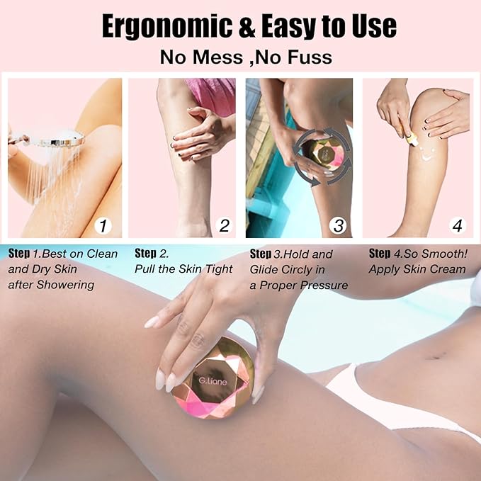 Crystal Hair Eraser,Painless Nano Hair Remover Exfoliation,Gentle and Efficient Glass Hair Removal Device Without Waxing,Natural Epilator for Women and Men(Gold)