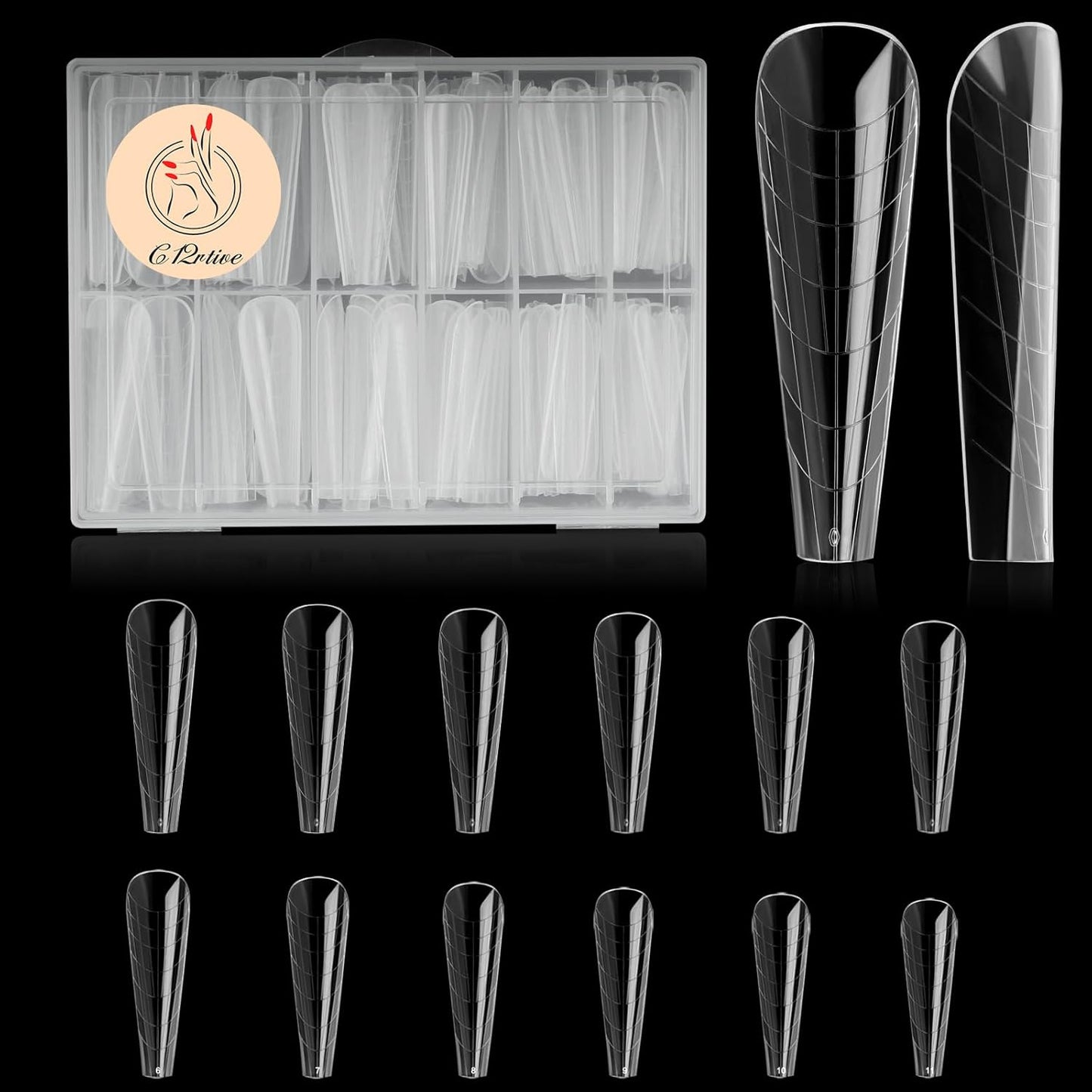 120Pcs Dual Nail Forms,Upper Arched Extension Poly nail gel Nail Forms Full Cover Reusable Nail Molds 12 Sizes for Nail Art Design Salon&DIY